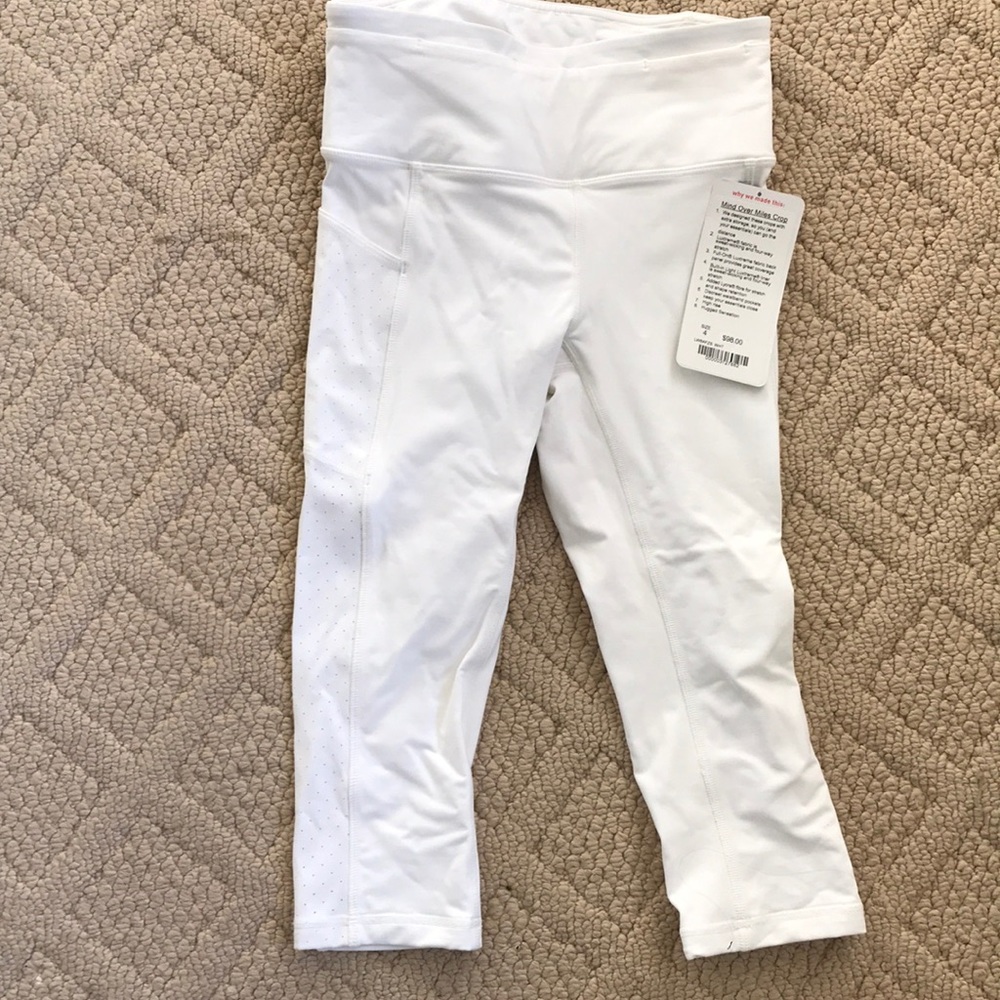 Lululemon White Mind Over Miles Crop Leggings
